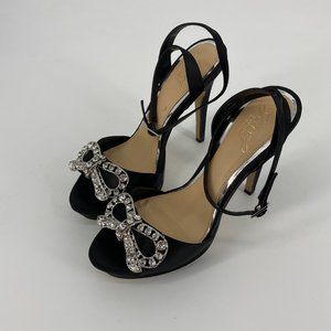 Badgley Mischka Black Miguela Rhinestone Bow Heel